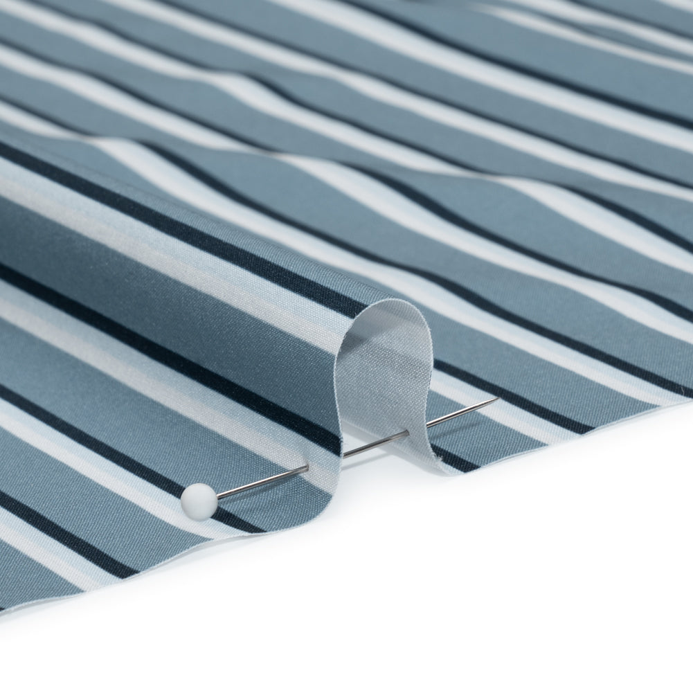 Stretch Polyester Woven - Powder Blue and Gray Shadow Stripes Detail Stretch Polyester Woven - Powder Blue and Gray Shadow Stripes Detail