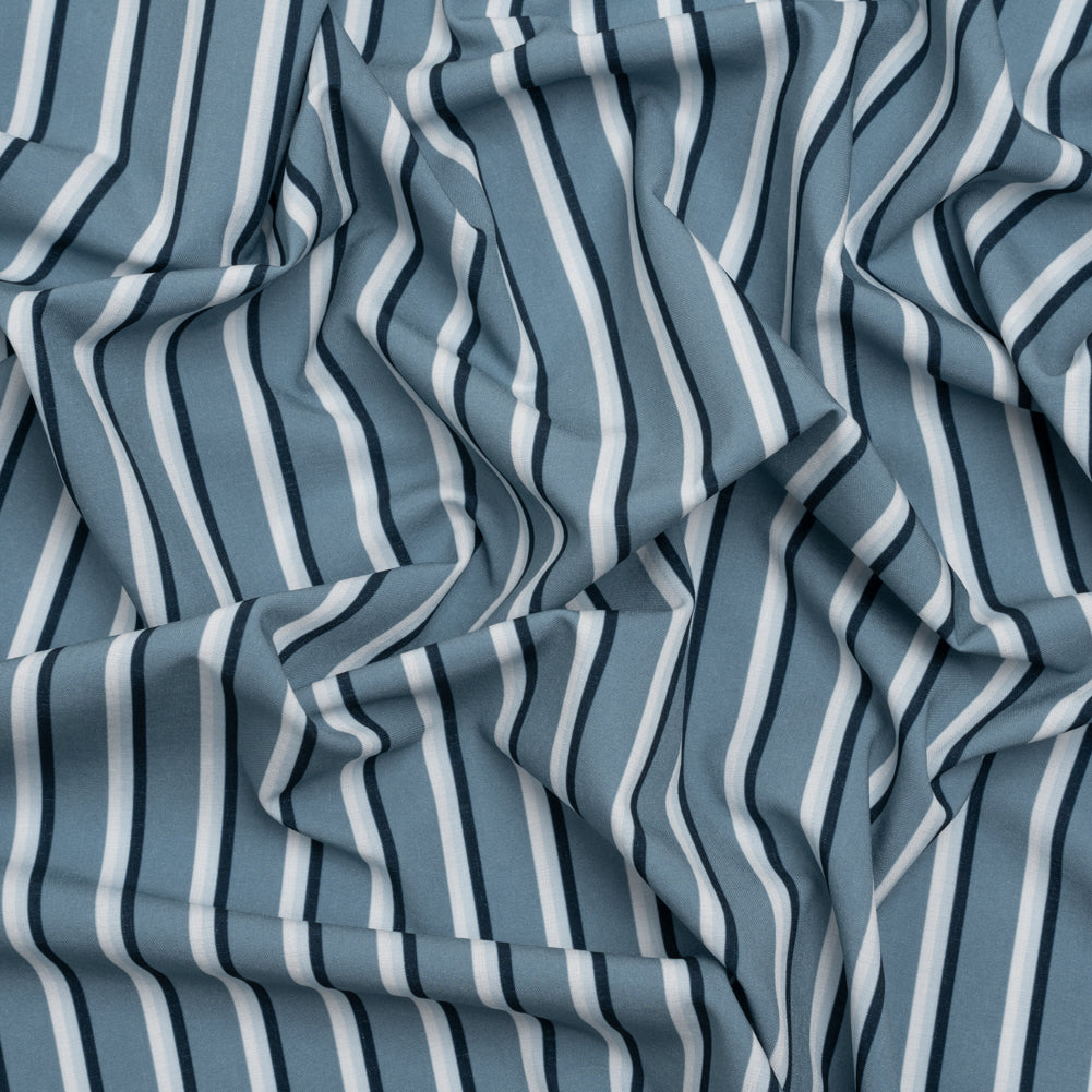 Stretch Polyester Woven - Powder Blue and Gray Shadow Stripes Stretch Polyester Woven - Powder Blue and Gray Shadow Stripes