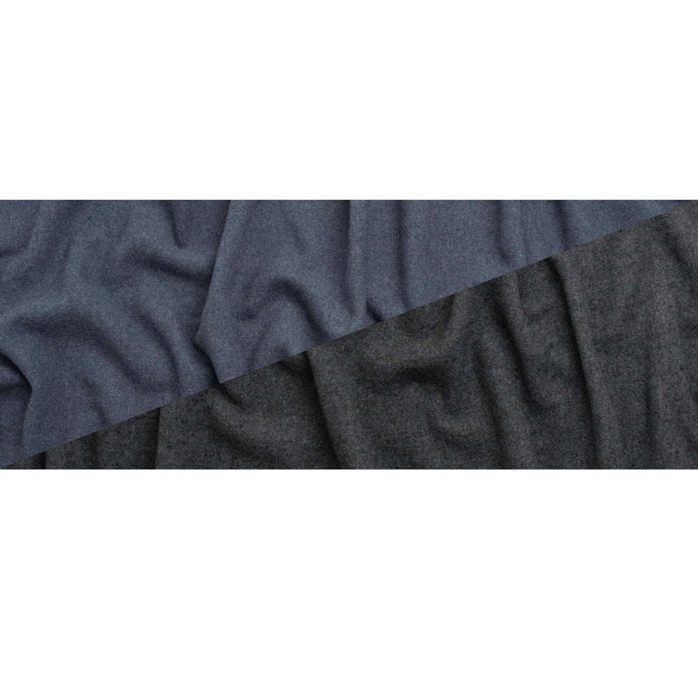 Italian Blue and Gray Brushed Wool and Polyester Double Cloth Coating Full Italian Blue and Gray Brushed Wool and Polyester Double Cloth Coating Full