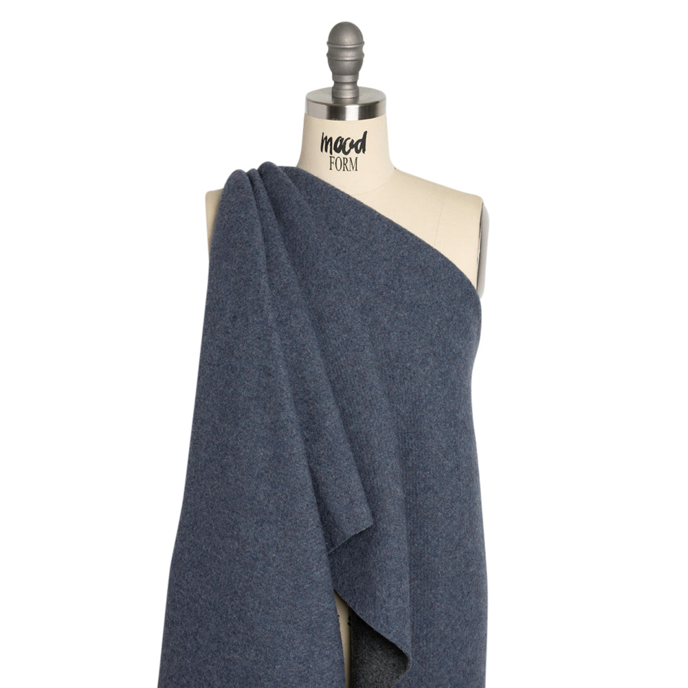 Italian Blue and Gray Brushed Wool and Polyester Double Cloth Coating Drape Italian Blue and Gray Brushed Wool and Polyester Double Cloth Coating Drape