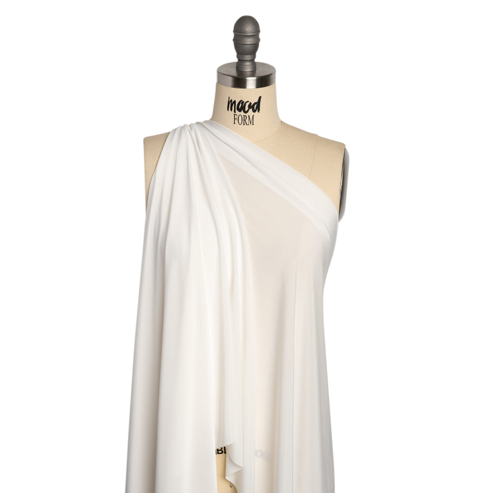 Famous Australian Designer White Stretch Polyester Jersey Drape Famous Australian Designer White Stretch Polyester Jersey Drape