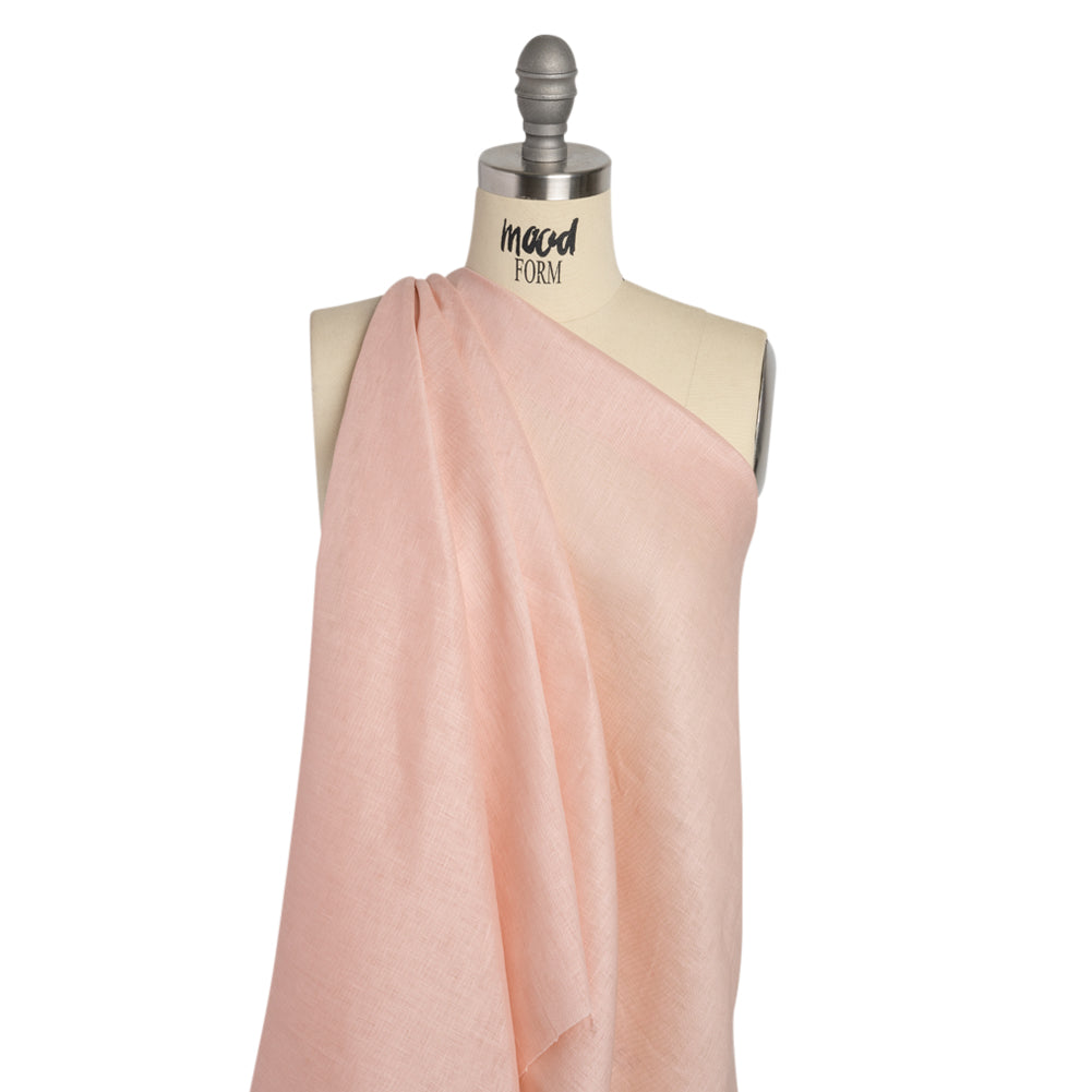 Famous Australian Designer Shell Pink Lightweight Linen Woven Drape Famous Australian Designer Shell Pink Lightweight Linen Woven Drape