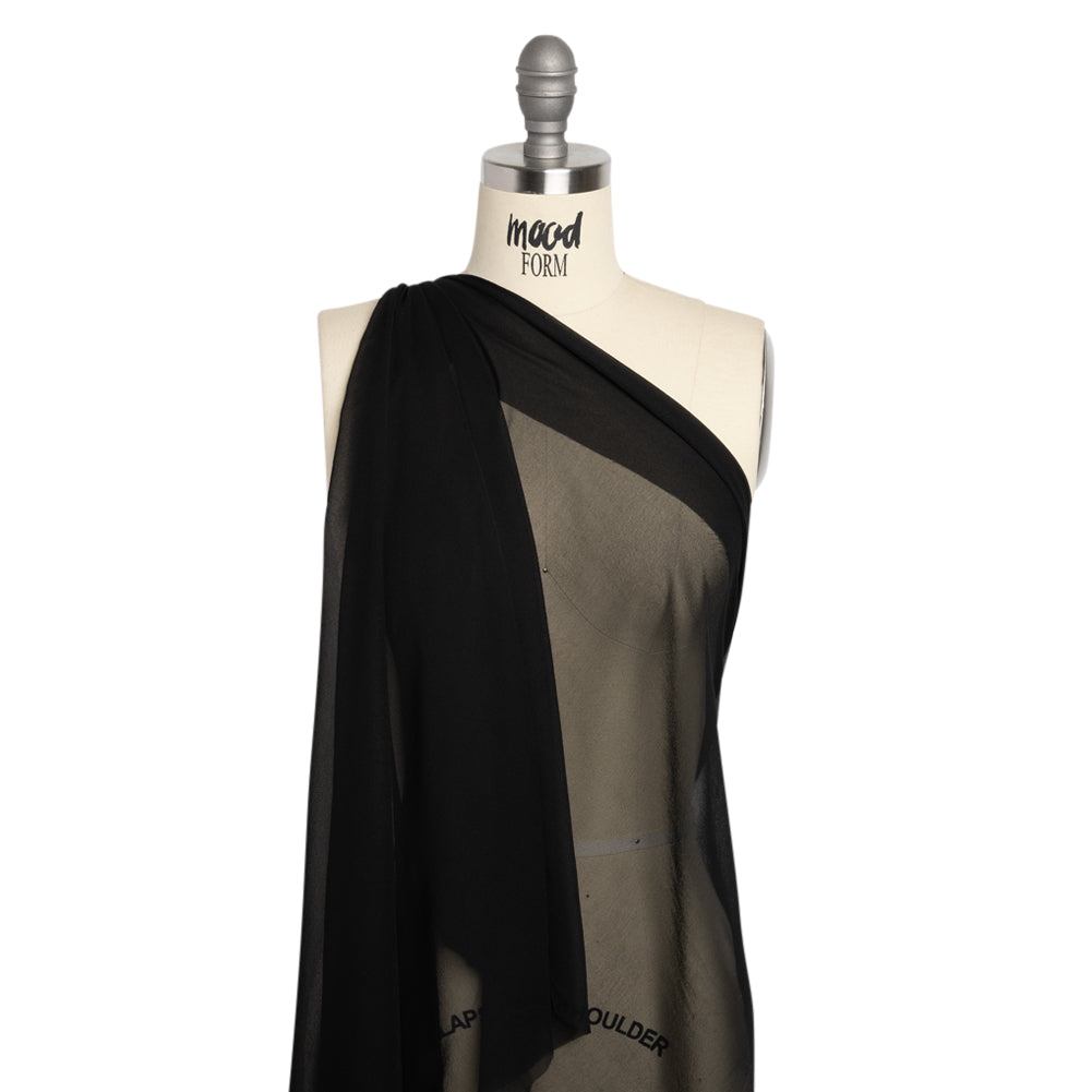Famous Australian Designer Black Silk Georgette Drape Famous Australian Designer Black Silk Georgette Drape