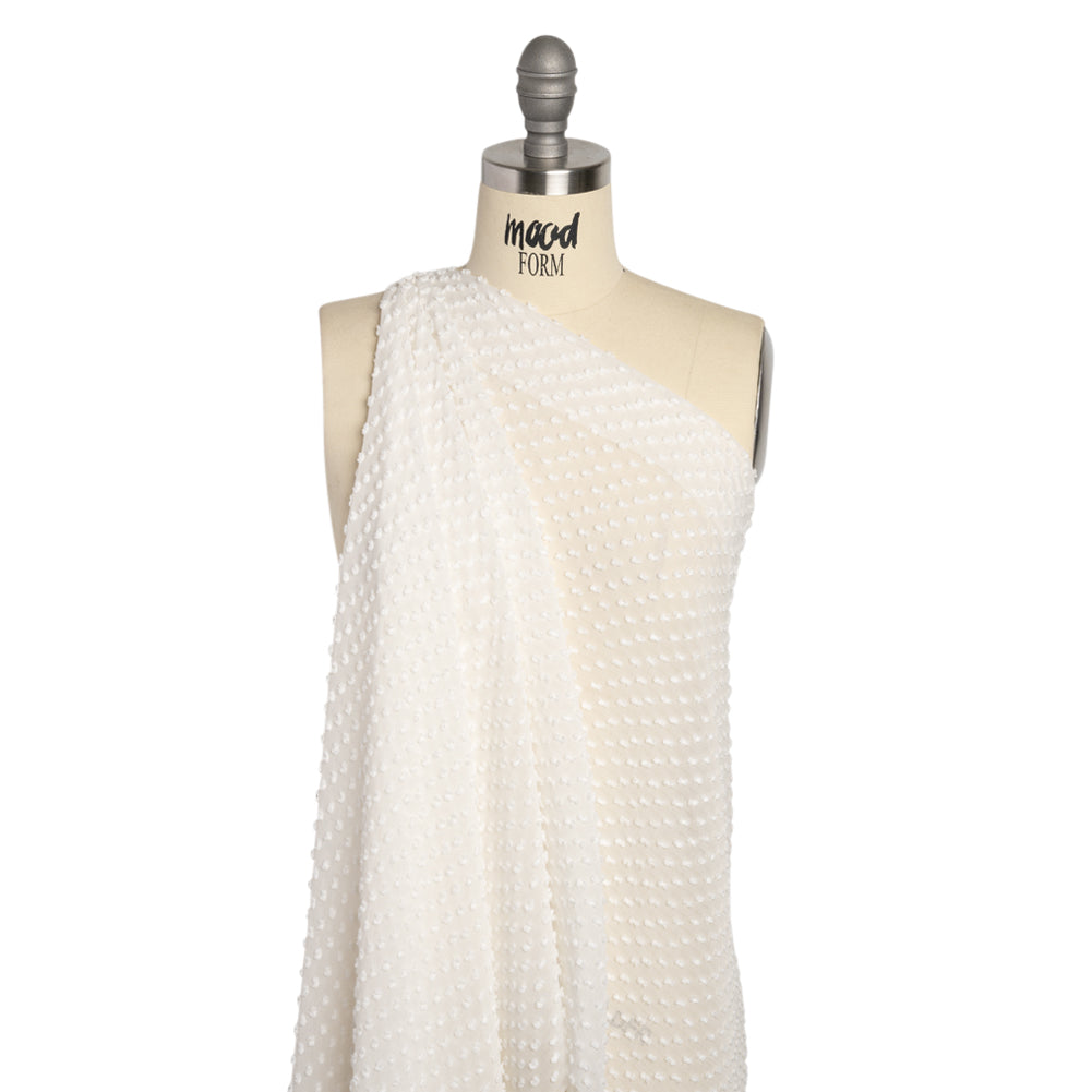 Famous Australian Designer Off White Silk Swiss Dot Drape Famous Australian Designer Off White Silk Swiss Dot Drape
