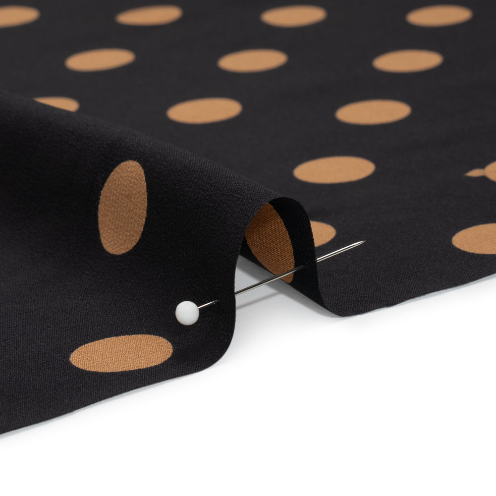 Famous Australian Designer Black and Gold Polka Dot Silk Crepe de Chine Folded Famous Australian Designer Black and Gold Polka Dot Silk Crepe de Chine Folded