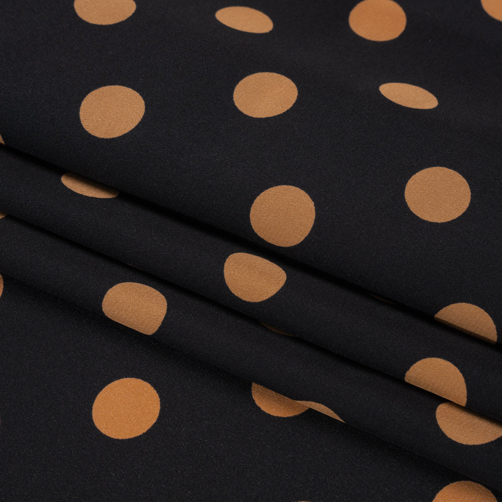 Famous Australian Designer Black and Gold Polka Dot Silk Crepe de Chine Full Famous Australian Designer Black and Gold Polka Dot Silk Crepe de Chine Full