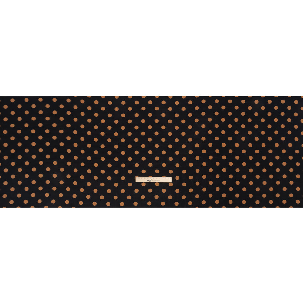 Famous Australian Designer Black and Gold Polka Dot Silk Crepe de Chine Drape Famous Australian Designer Black and Gold Polka Dot Silk Crepe de Chine Drape