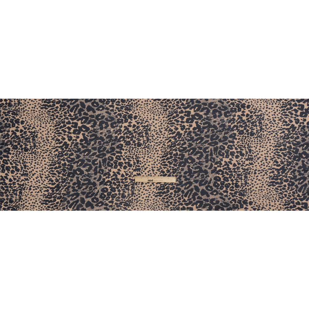 Famous Australian Designer Beige and Black Animal Spots Viscose Georgette Drape Famous Australian Designer Beige and Black Animal Spots Viscose Georgette Drape