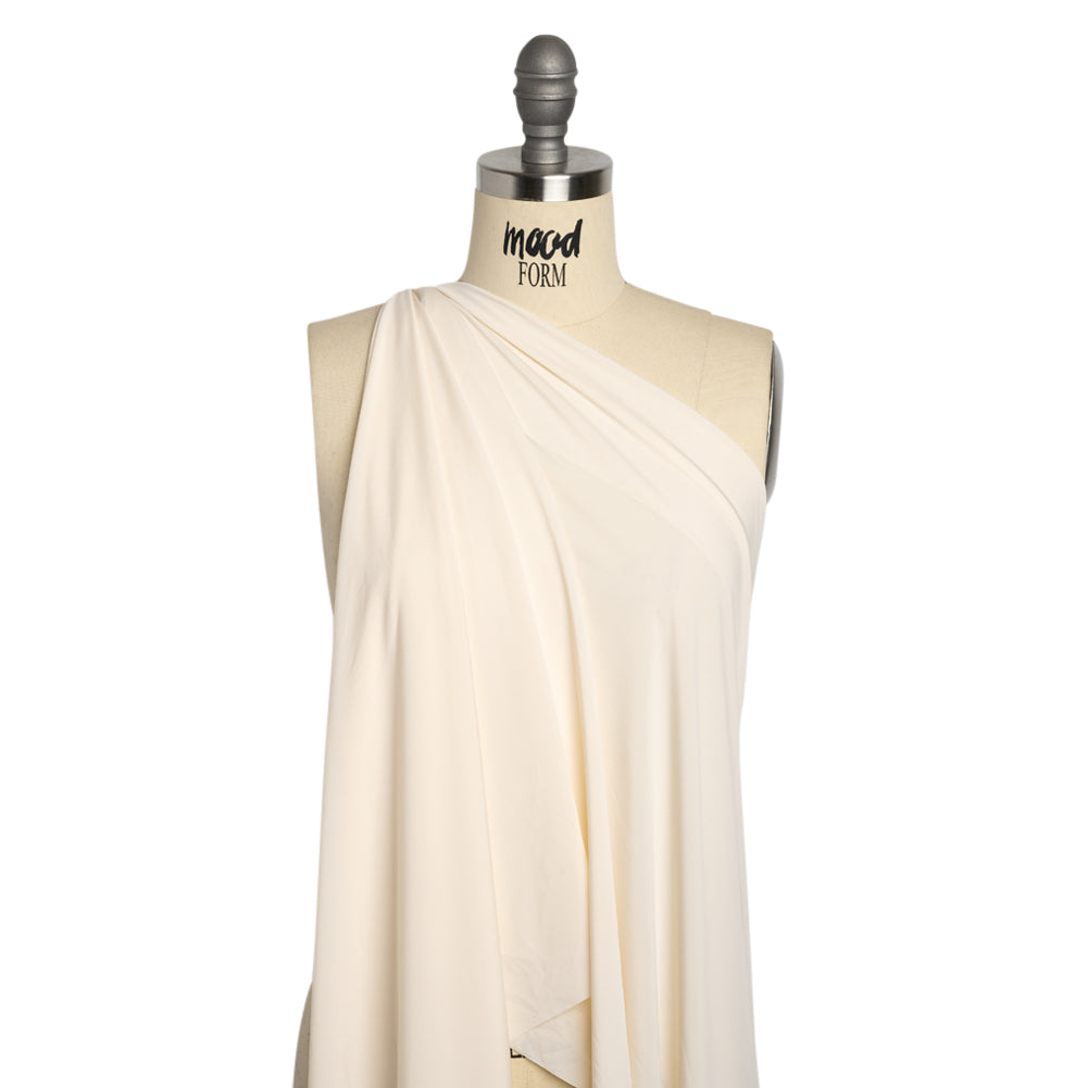 Famous Australian Designer Cream Stretch Polyester Jersey Drape Famous Australian Designer Cream Stretch Polyester Jersey Drape