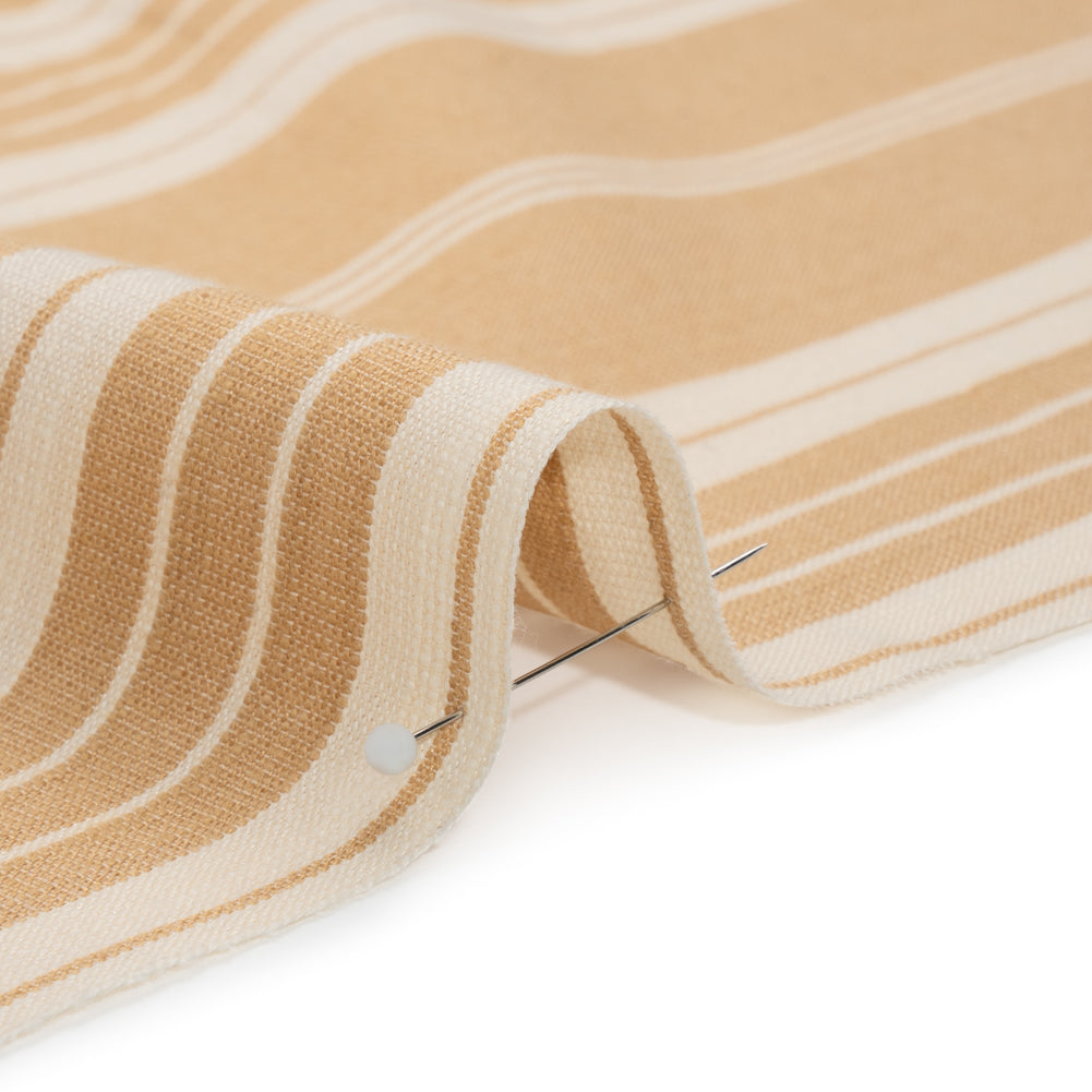 Famous Australian Designer Beige and Cream Ticking Stripes Soft Cotton and Linen Woven Detail Famous Australian Designer Beige and Cream Ticking Stripes Soft Cotton and Linen Woven Detail