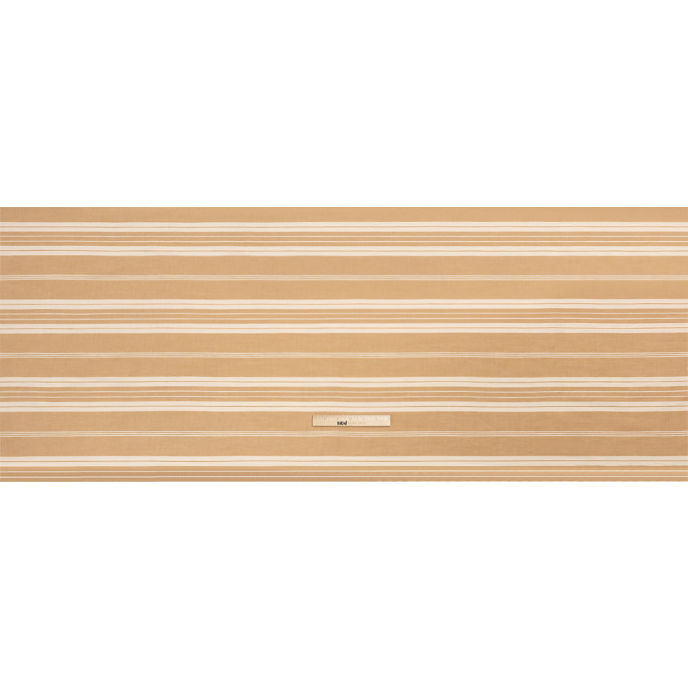 Famous Australian Designer Beige and Cream Ticking Stripes Soft Cotton and Linen Woven Full Famous Australian Designer Beige and Cream Ticking Stripes Soft Cotton and Linen Woven Full
