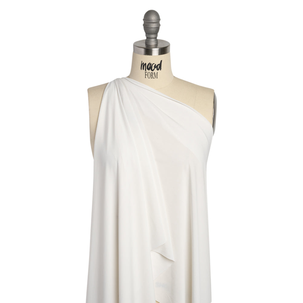 Famous Australian Designer White Stretch Polyester Jersey Drape Famous Australian Designer White Stretch Polyester Jersey Drape