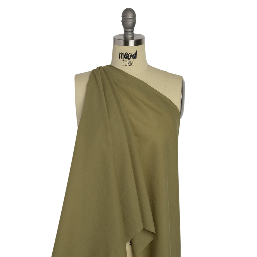 Famous Australian Designer Green Olive Cotton Voile Drape Famous Australian Designer Green Olive Cotton Voile Drape