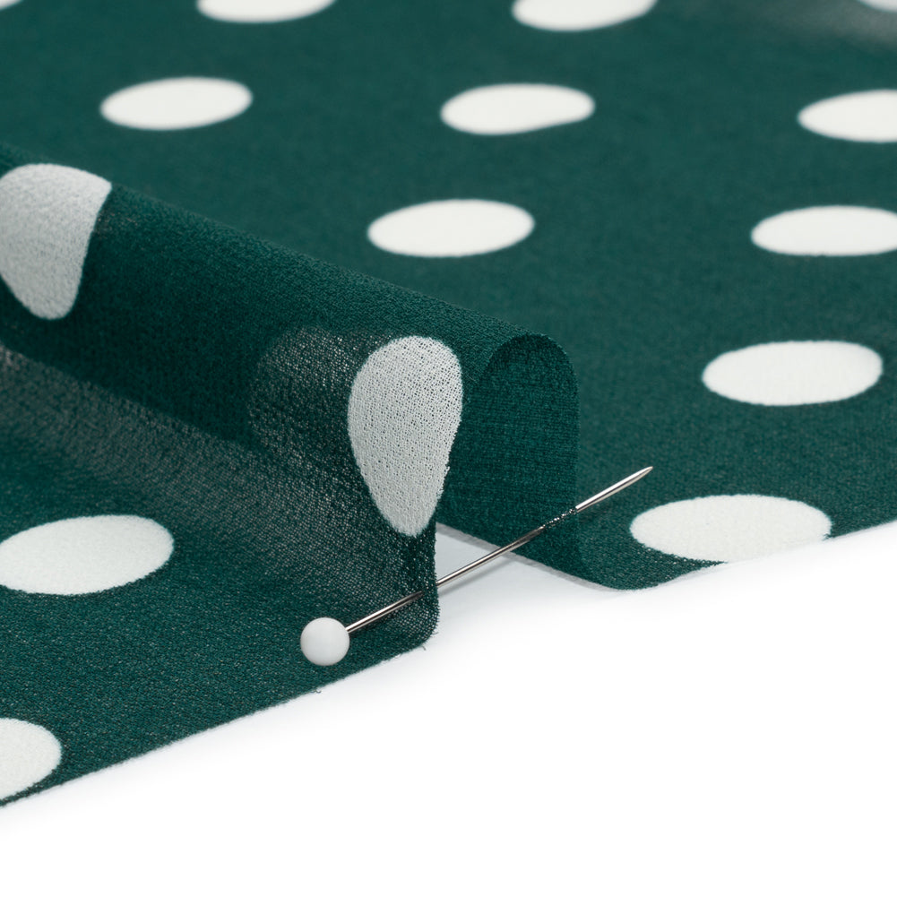 Famous Australian Designer Teal and White Polka Dot Nylon Georgette Folded Famous Australian Designer Teal and White Polka Dot Nylon Georgette Folded