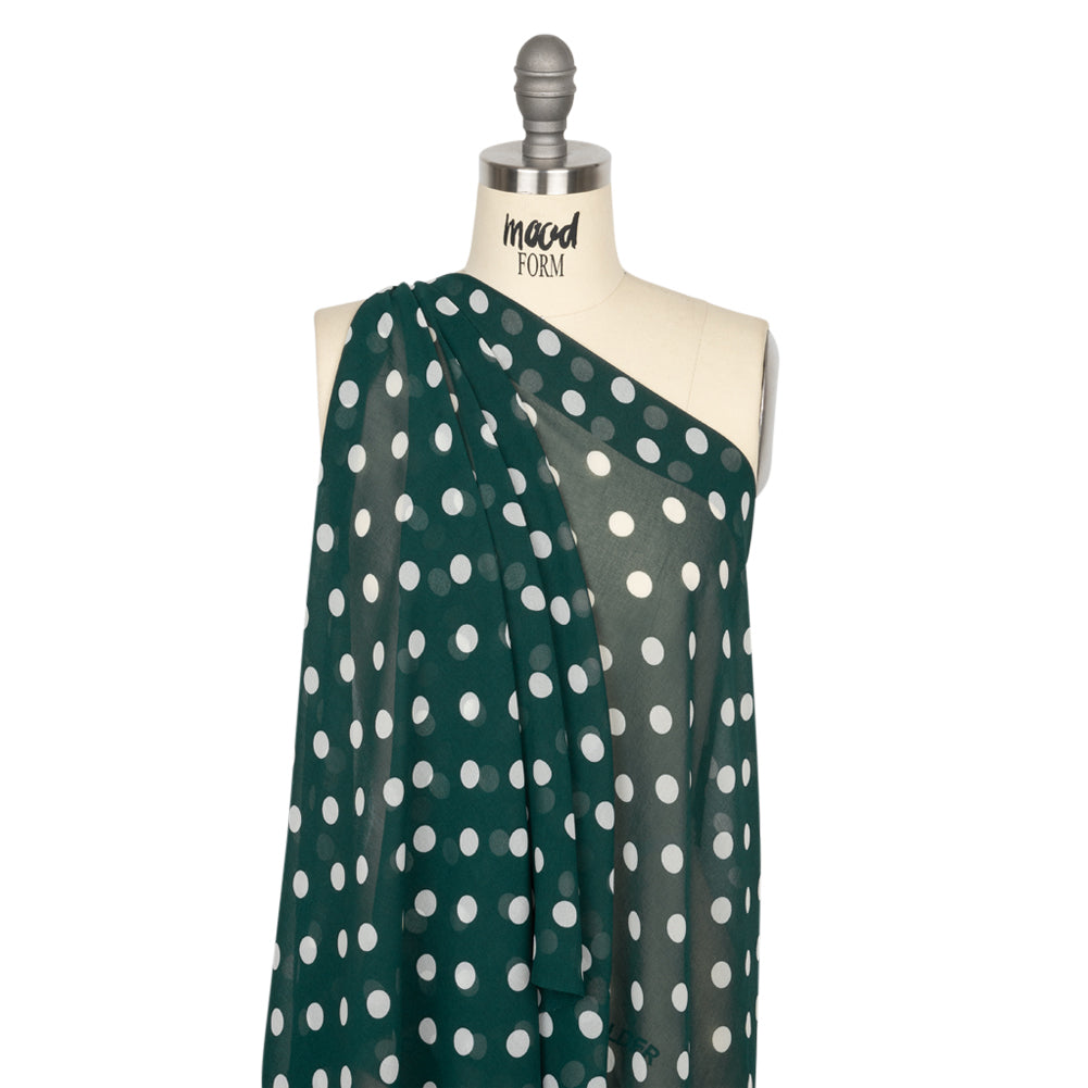 Famous Australian Designer Teal and White Polka Dot Nylon Georgette Detail Famous Australian Designer Teal and White Polka Dot Nylon Georgette Detail