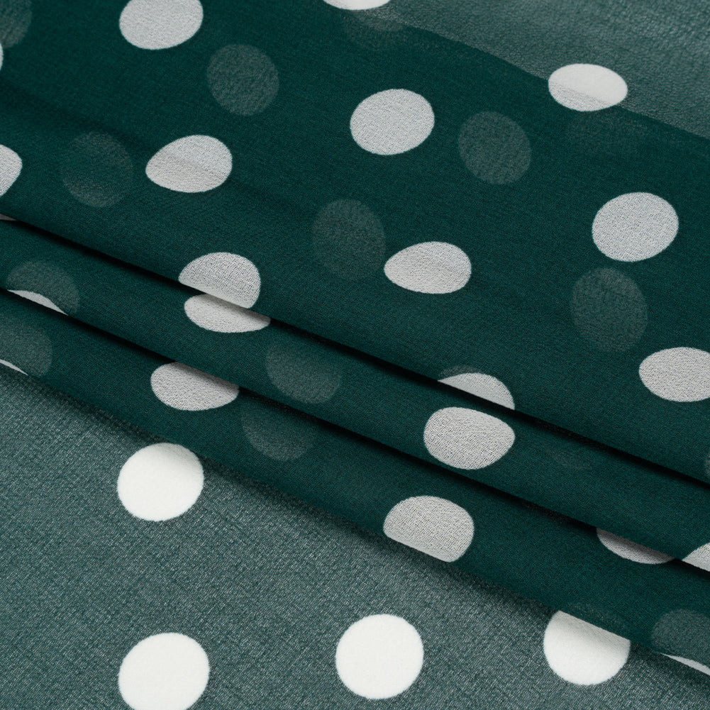 Famous Australian Designer Teal and White Polka Dot Nylon Georgette Full Famous Australian Designer Teal and White Polka Dot Nylon Georgette Full