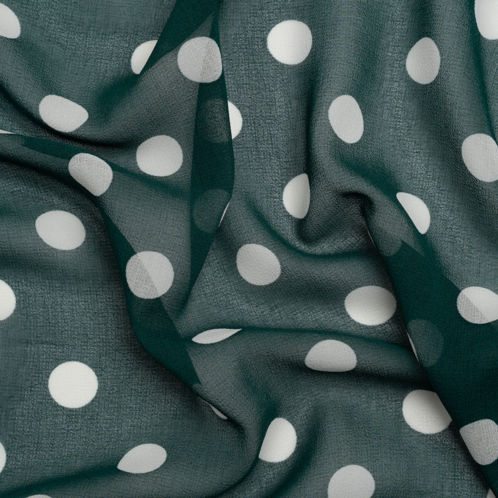 Famous Australian Designer Teal and White Polka Dot Nylon Georgette Famous Australian Designer Teal and White Polka Dot Nylon Georgette