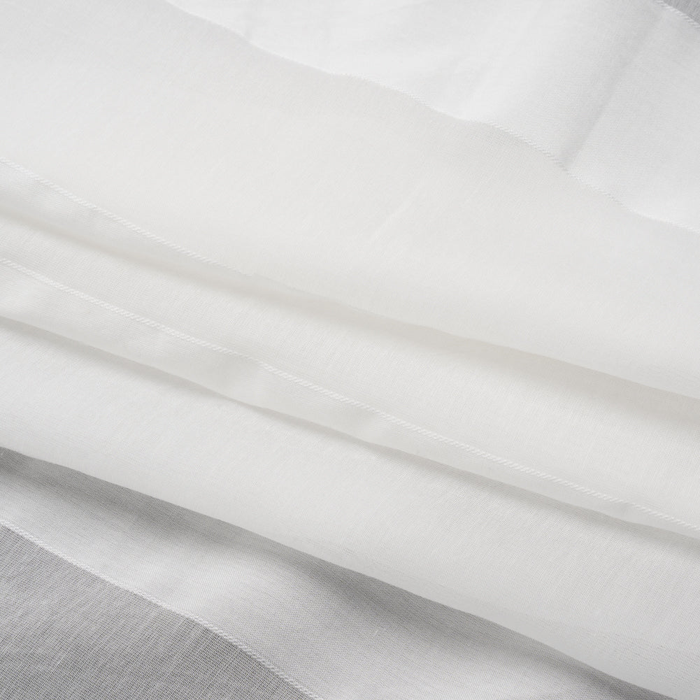 Famous Australian Designer White Burnout Awning Stripes Cotton and Silk Voile Folded Famous Australian Designer White Burnout Awning Stripes Cotton and Silk Voile Folded