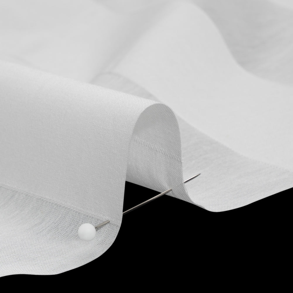 Famous Australian Designer White Burnout Awning Stripes Cotton and Silk Voile Detail Famous Australian Designer White Burnout Awning Stripes Cotton and Silk Voile Detail