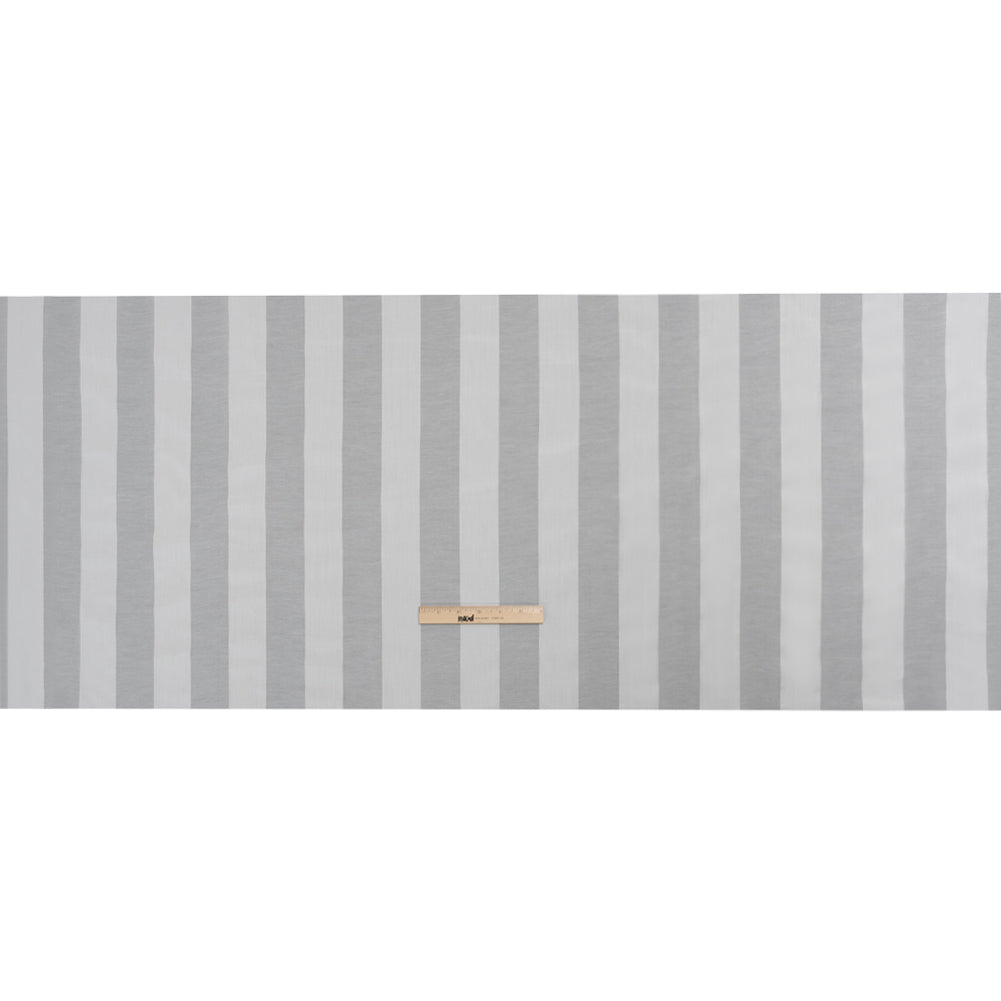 Famous Australian Designer White Burnout Awning Stripes Cotton and Silk Voile Full Famous Australian Designer White Burnout Awning Stripes Cotton and Silk Voile Full
