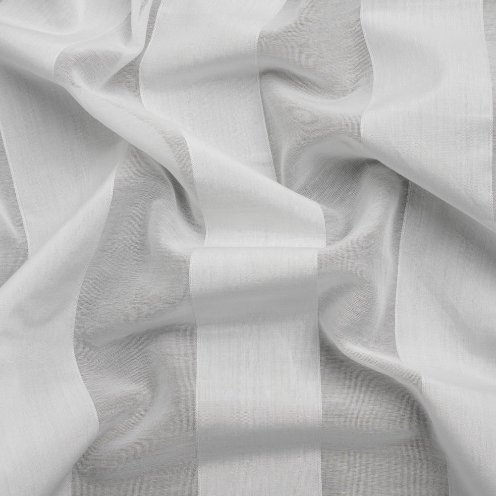 Famous Australian Designer White Burnout Awning Stripes Cotton and Silk Voile Famous Australian Designer White Burnout Awning Stripes Cotton and Silk Voile