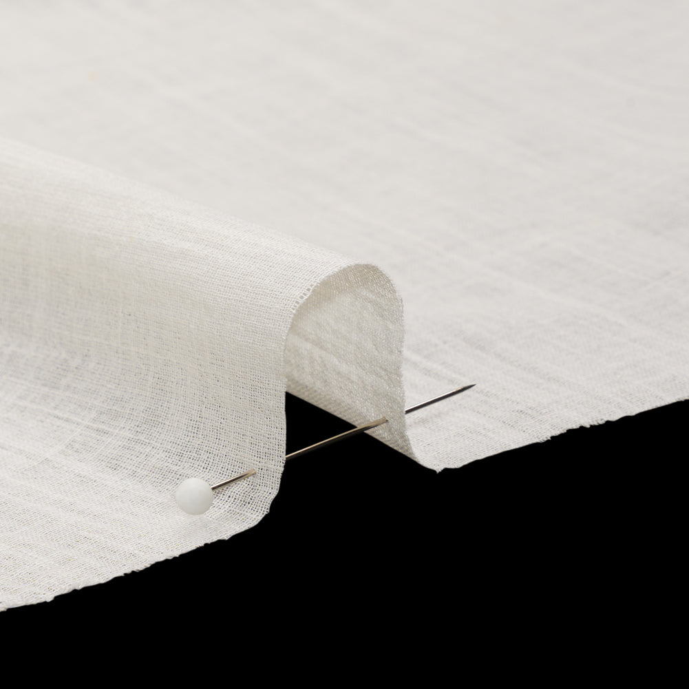 Famous Australian Designer White Crinkled Cotton and Linen Gauze Detail Famous Australian Designer White Crinkled Cotton and Linen Gauze Detail