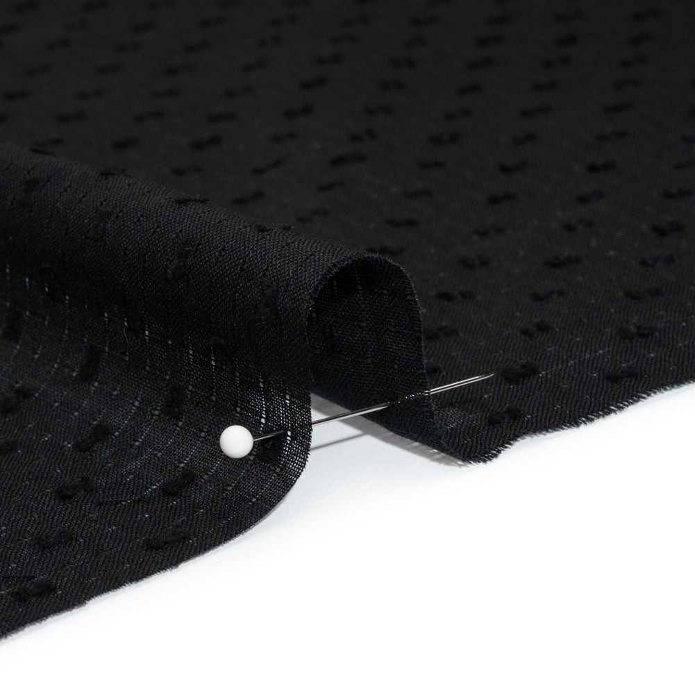 Famous Australian Designer Black Swiss Dot Gridded Cotton Woven Detail