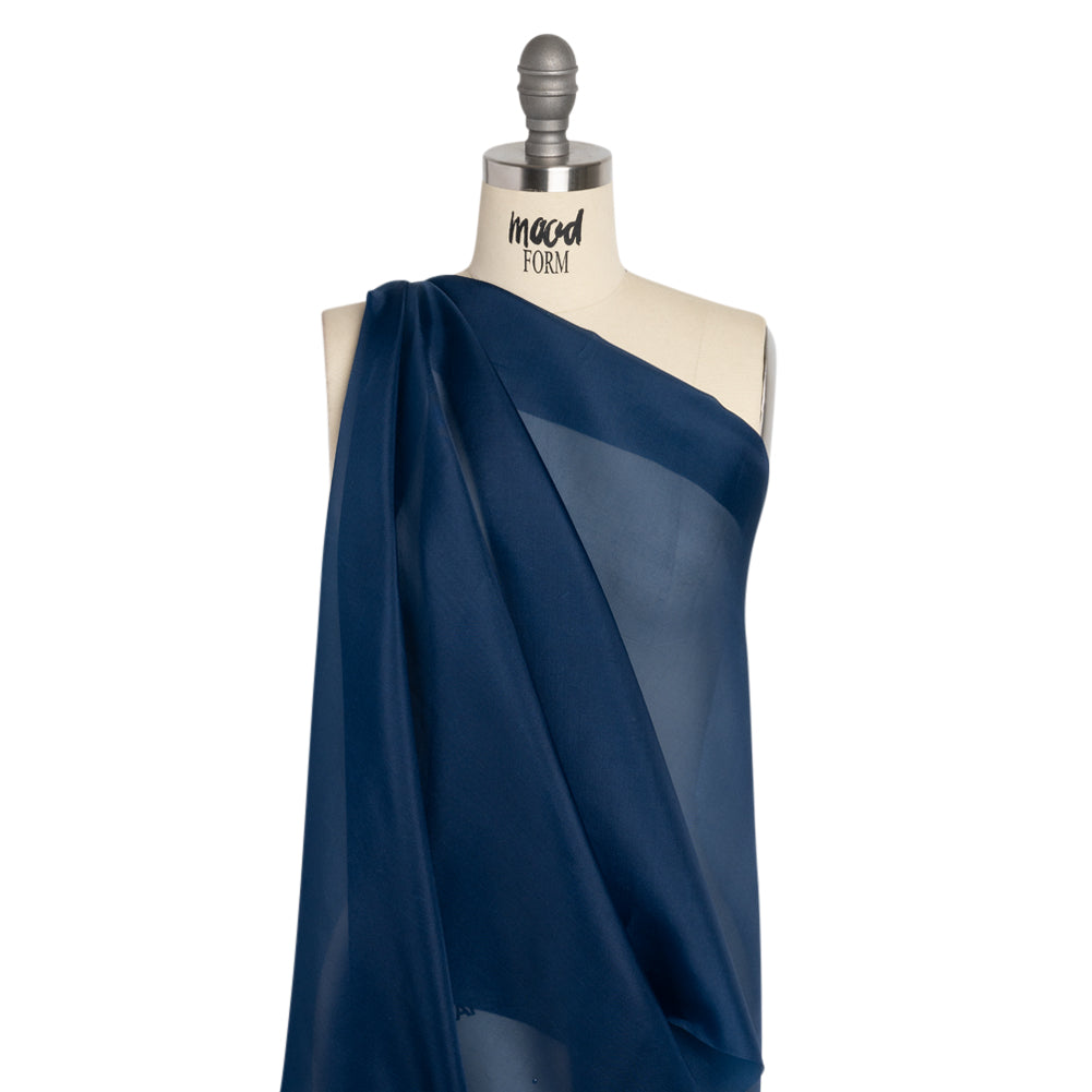 Famous Australian Designer Navy Silk Organza Drape Famous Australian Designer Navy Silk Organza Drape