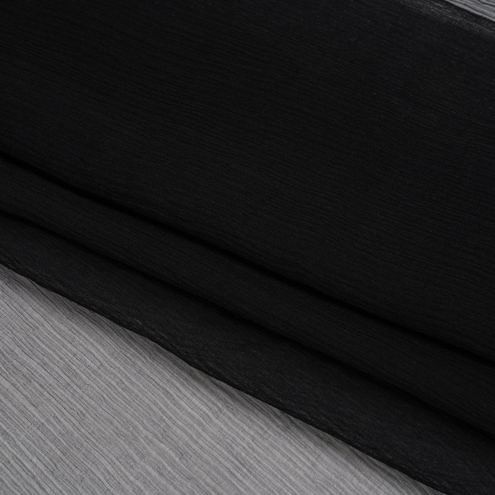 Famous Australian Designer Black Crinkled Silk Chiffon Folded Famous Australian Designer Black Crinkled Silk Chiffon Folded