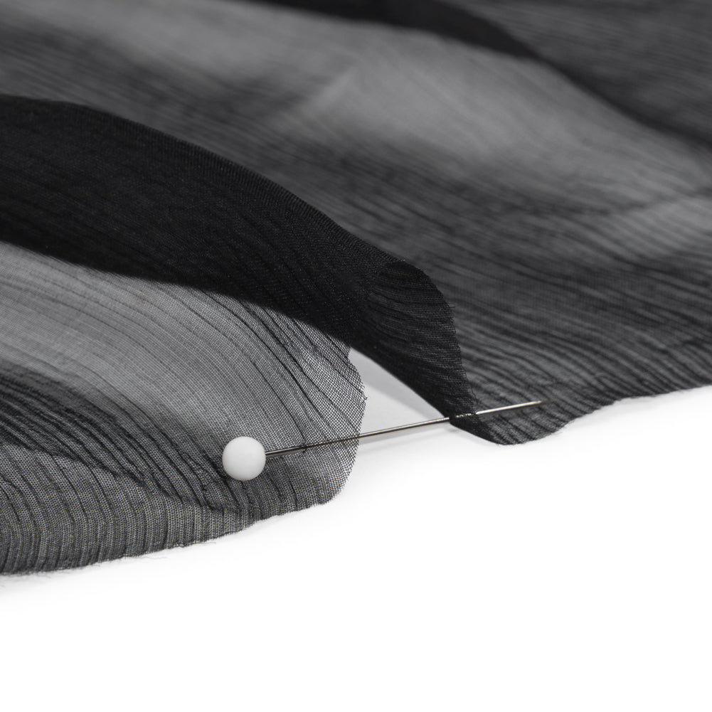 Famous Australian Designer Black Crinkled Silk Chiffon Detail Famous Australian Designer Black Crinkled Silk Chiffon Detail