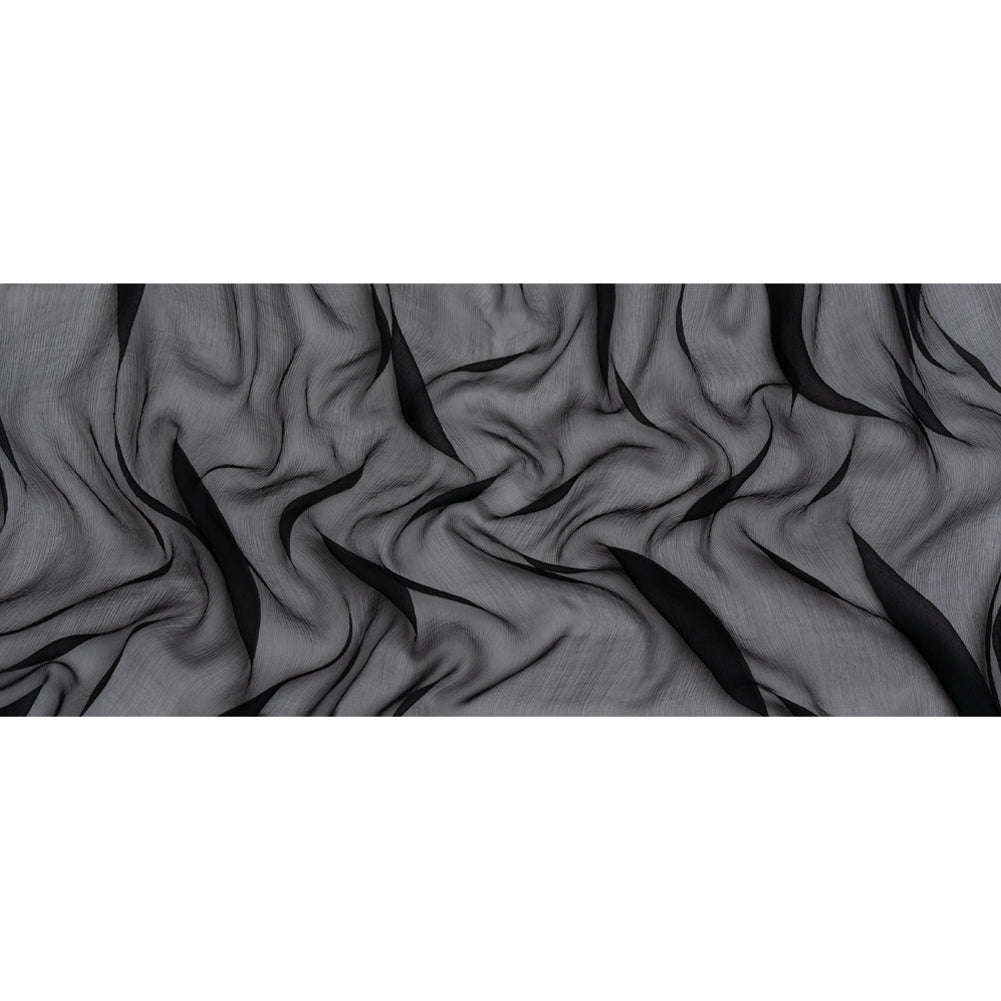 Famous Australian Designer Black Crinkled Silk Chiffon Full Famous Australian Designer Black Crinkled Silk Chiffon Full