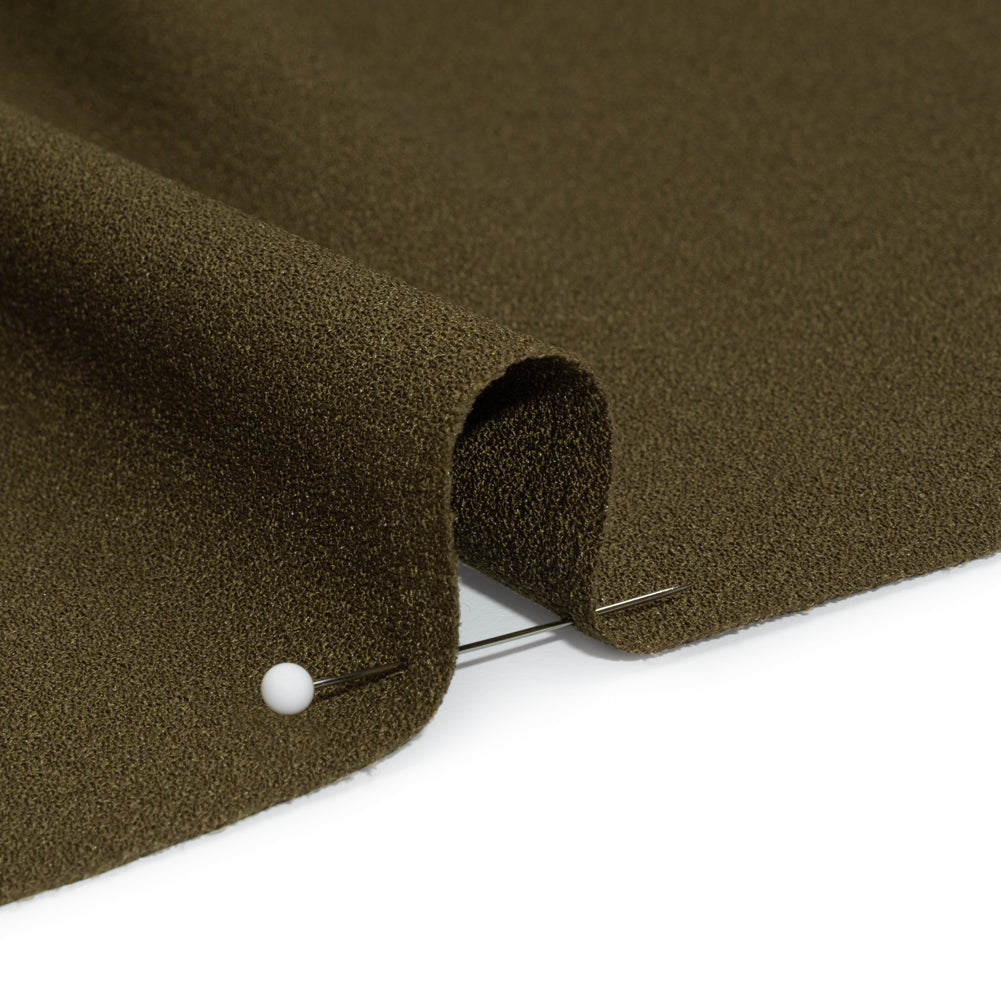 Famous Australian Designer Olive Green Stretch Polyester Crepe Detail Famous Australian Designer Olive Green Stretch Polyester Crepe Detail