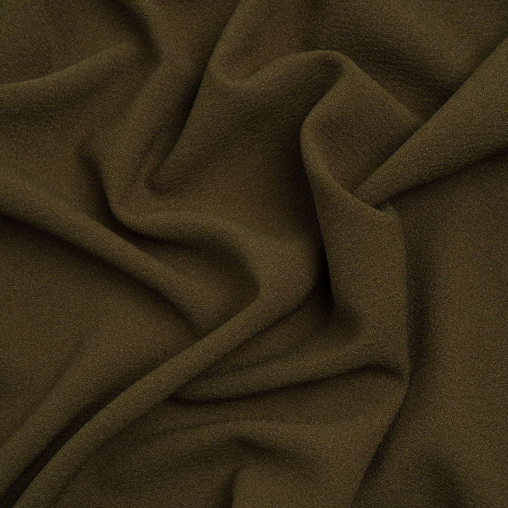 Famous Australian Designer Olive Green Stretch Polyester Crepe Famous Australian Designer Olive Green Stretch Polyester Crepe
