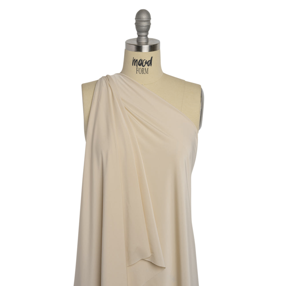 Famous Australian Designer Light Beige Stretch Polyester Jersey Drape Famous Australian Designer Light Beige Stretch Polyester Jersey Drape