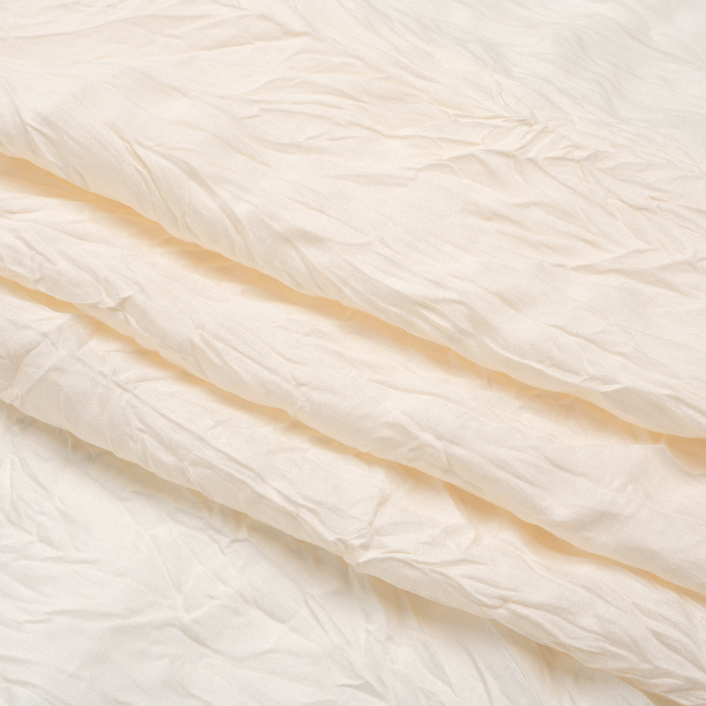 Famous Australian Designer Cream Crushed Ramie and Polyester Woven Folded Famous Australian Designer Cream Crushed Ramie and Polyester Woven Folded