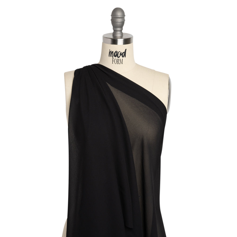 Famous Australian Designer Black Viscose Georgette Drape Famous Australian Designer Black Viscose Georgette Drape