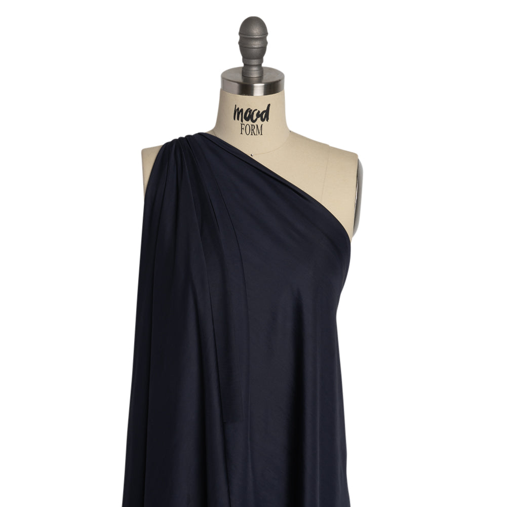 Famous Australian Designer Midnight Navy Stretch Polyester Jersey Drape Famous Australian Designer Midnight Navy Stretch Polyester Jersey Drape