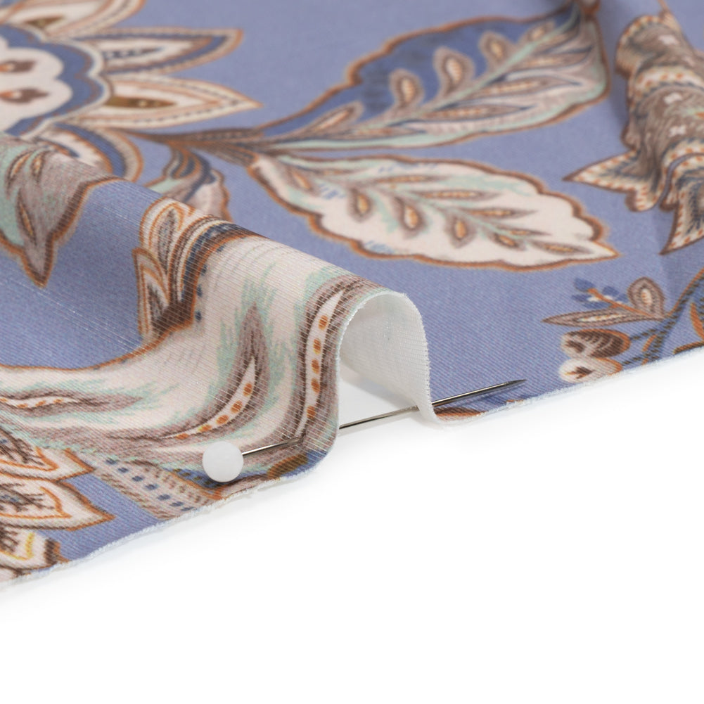 Famous Australian Designer Pink, Periwinkle and Mint Patchwork Paisley Stretch Polyester Jersey Detail Famous Australian Designer Pink, Periwinkle and Mint Patchwork Paisley Stretch Polyester Jersey Detail