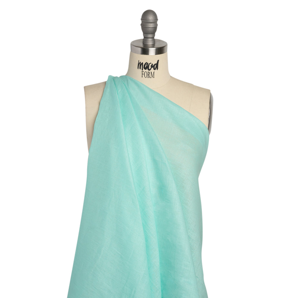 Famous Australian Designer Robin's Egg Blue Lightweight Linen Woven Drape Famous Australian Designer Robin's Egg Blue Lightweight Linen Woven Drape