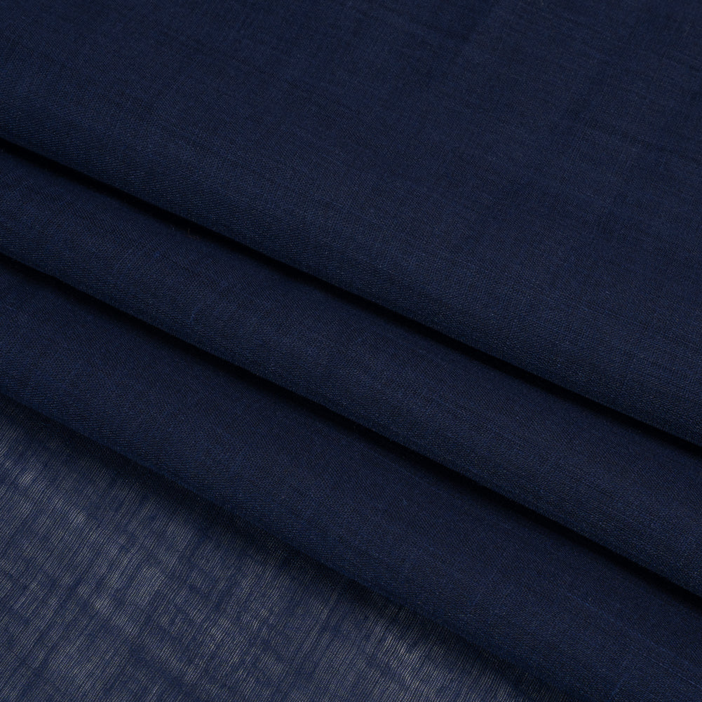 Famous Australian Designer Navy Lightweight Ramie Woven Folded Famous Australian Designer Navy Lightweight Ramie Woven Folded