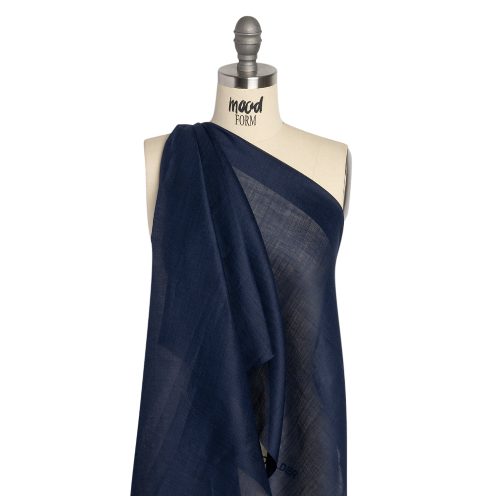 Famous Australian Designer Navy Lightweight Ramie Woven Drape Famous Australian Designer Navy Lightweight Ramie Woven Drape