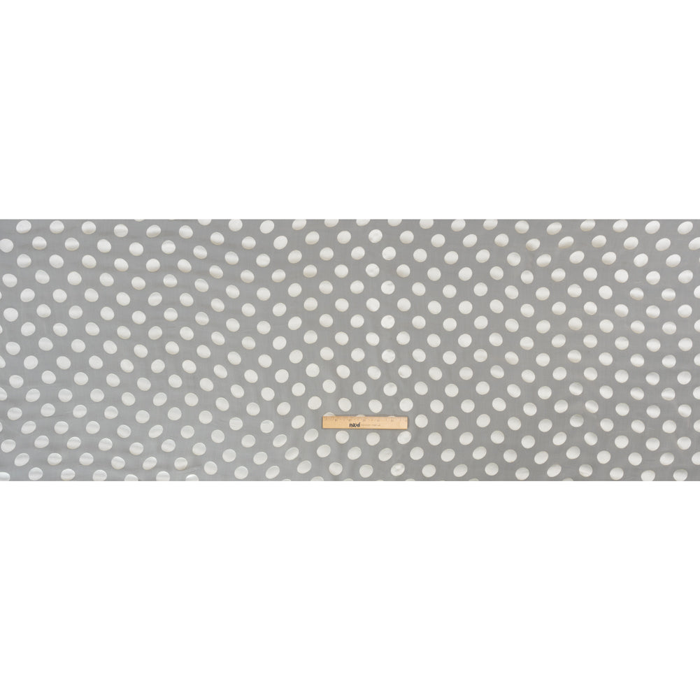 Famous Australian Designer Cream Burnout Satin Polka Dots Silk and Viscose Georgette Full Famous Australian Designer Cream Burnout Satin Polka Dots Silk and Viscose Georgette Full