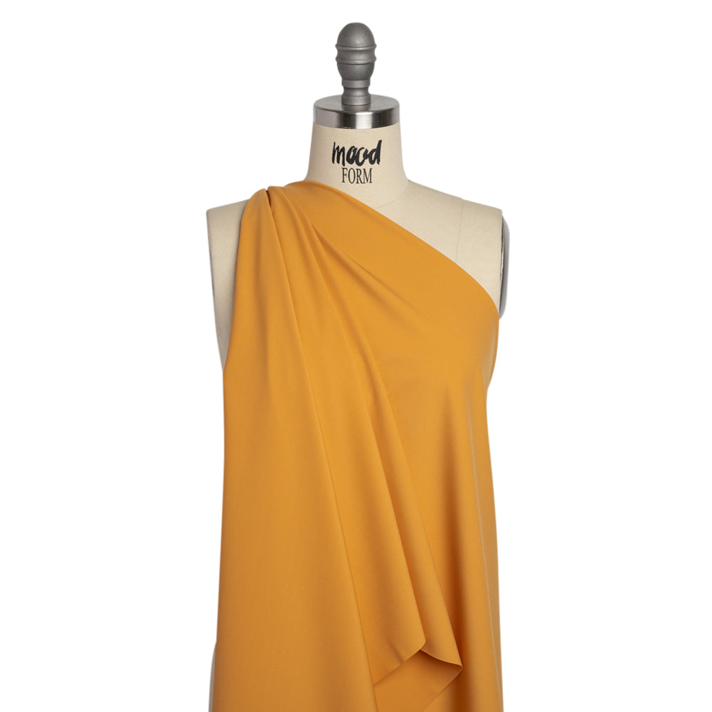 Famous Australian Designer Mustard Stretch Polyamide Interlock Knit Drape Famous Australian Designer Mustard Stretch Polyamide Interlock Knit Drape