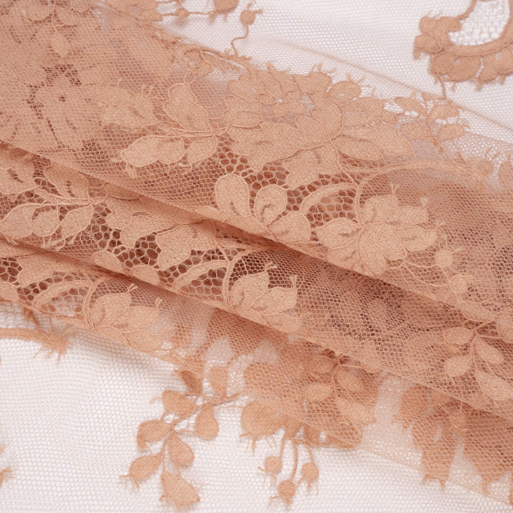 Famous Australian Designer Blush Floral Re-Embroidered Cotton and Nylon Lace Folded Famous Australian Designer Blush Floral Re-Embroidered Cotton and Nylon Lace Folded