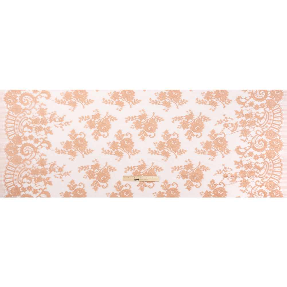 Famous Australian Designer Blush Floral Re-Embroidered Cotton and Nylon Lace Full Famous Australian Designer Blush Floral Re-Embroidered Cotton and Nylon Lace Full