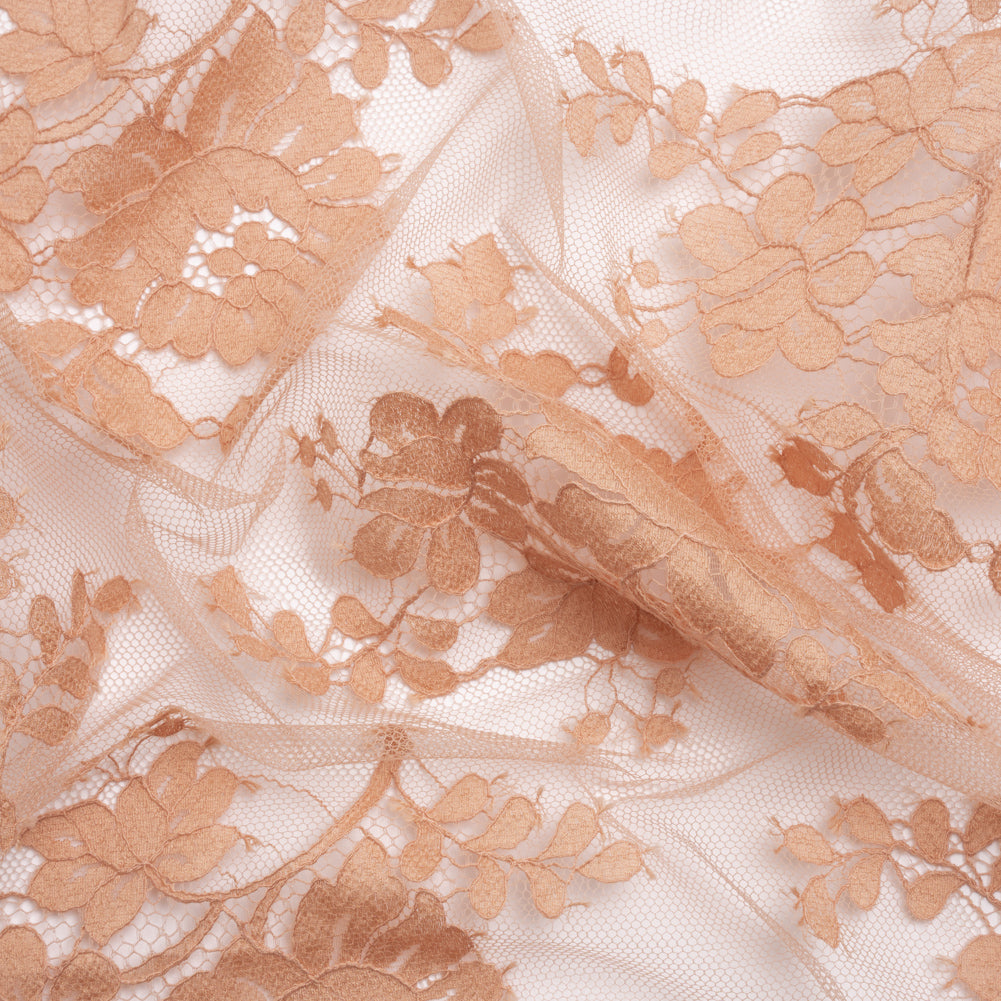 Famous Australian Designer Blush Floral Re-Embroidered Cotton and Nylon Lace Famous Australian Designer Blush Floral Re-Embroidered Cotton and Nylon Lace