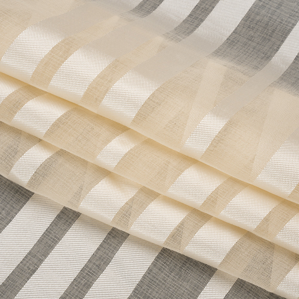 Famous Australian Designer Beige Striped Polyester Burnout Woven Folded Famous Australian Designer Beige Striped Polyester Burnout Woven Folded