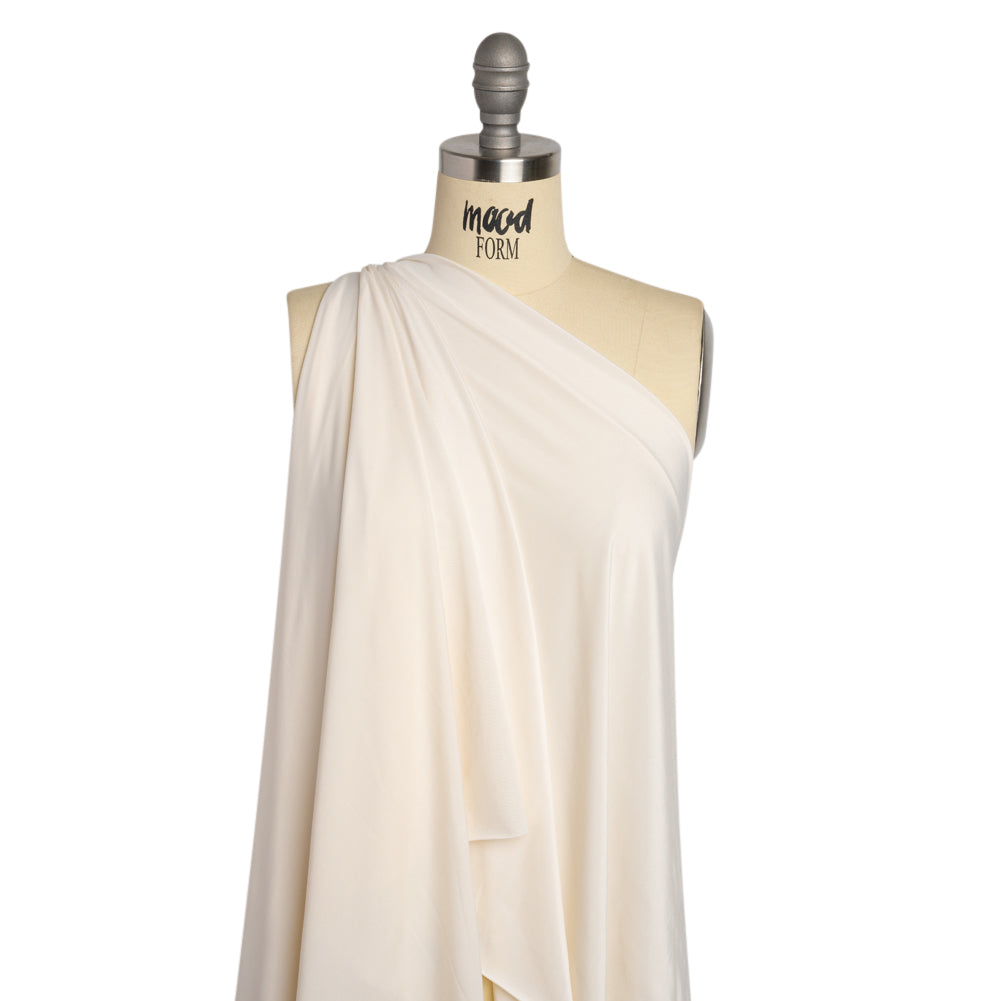 Famous Australian Designer Cream Stretch Polyester Jersey Drape Famous Australian Designer Cream Stretch Polyester Jersey Drape