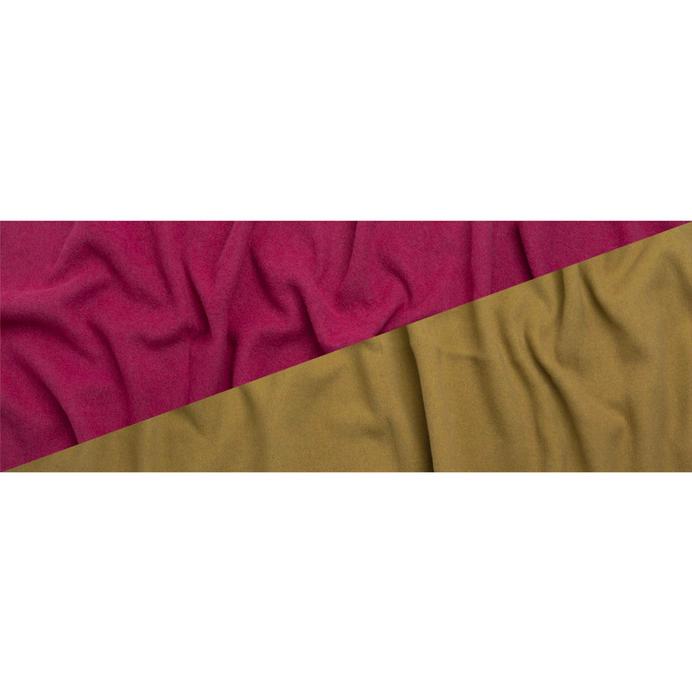 Italian Camel and Fuchsia Brushed Wool and Polyester Double Cloth Coating Full Italian Camel and Fuchsia Brushed Wool and Polyester Double Cloth Coating Full