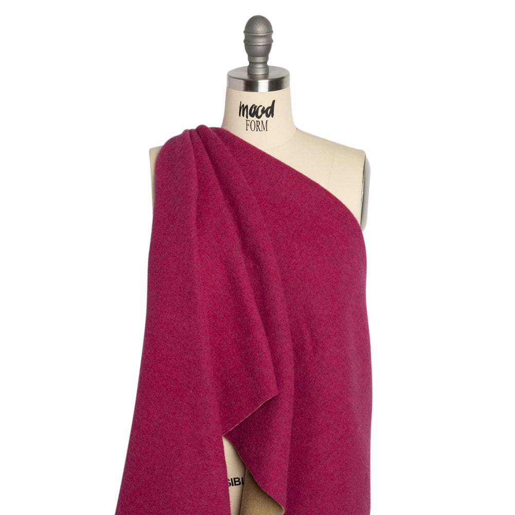 Italian Camel and Fuchsia Brushed Wool and Polyester Double Cloth Coating Drape Italian Camel and Fuchsia Brushed Wool and Polyester Double Cloth Coating Drape